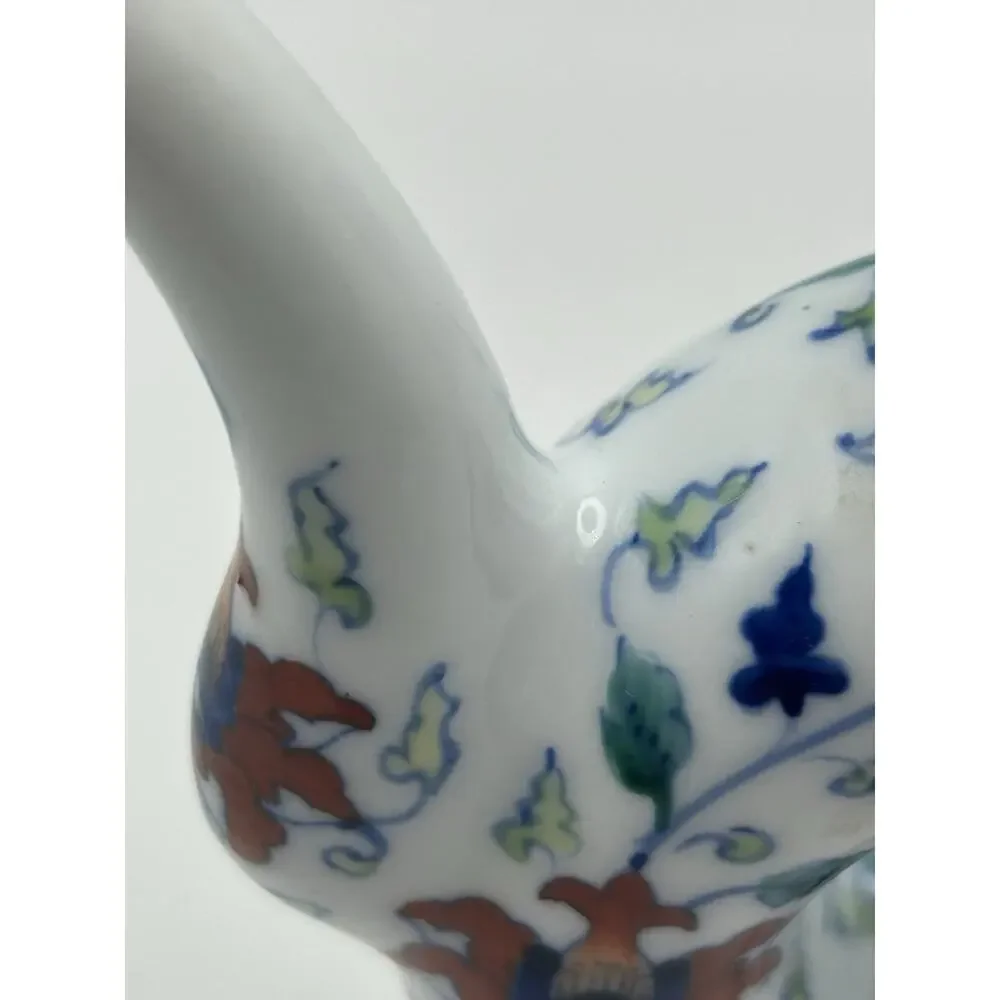 Lovely Vintage Chinese Blue White Porcelain Donut-Shaped Teapot.